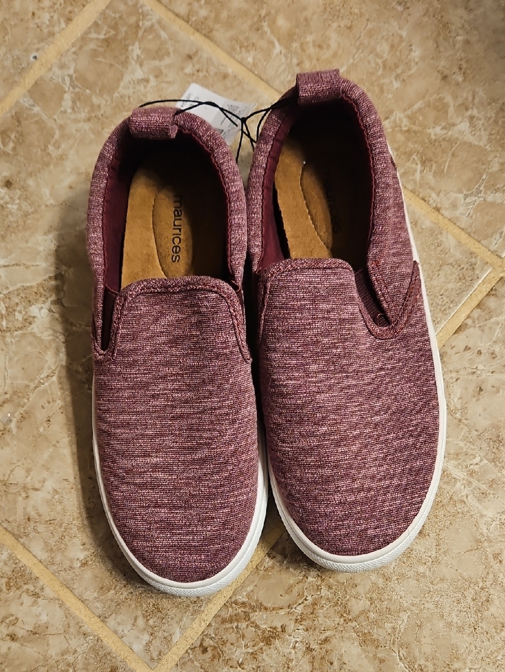 Maurices Heathered Burgundy Slip-On Sneakers
